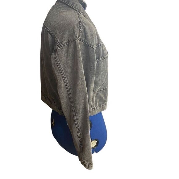 ASHLEY VINTAGE CHARM Women’s Jean Jacket SIZE Large Gray Button Front Distressed - Picture 3 of 8